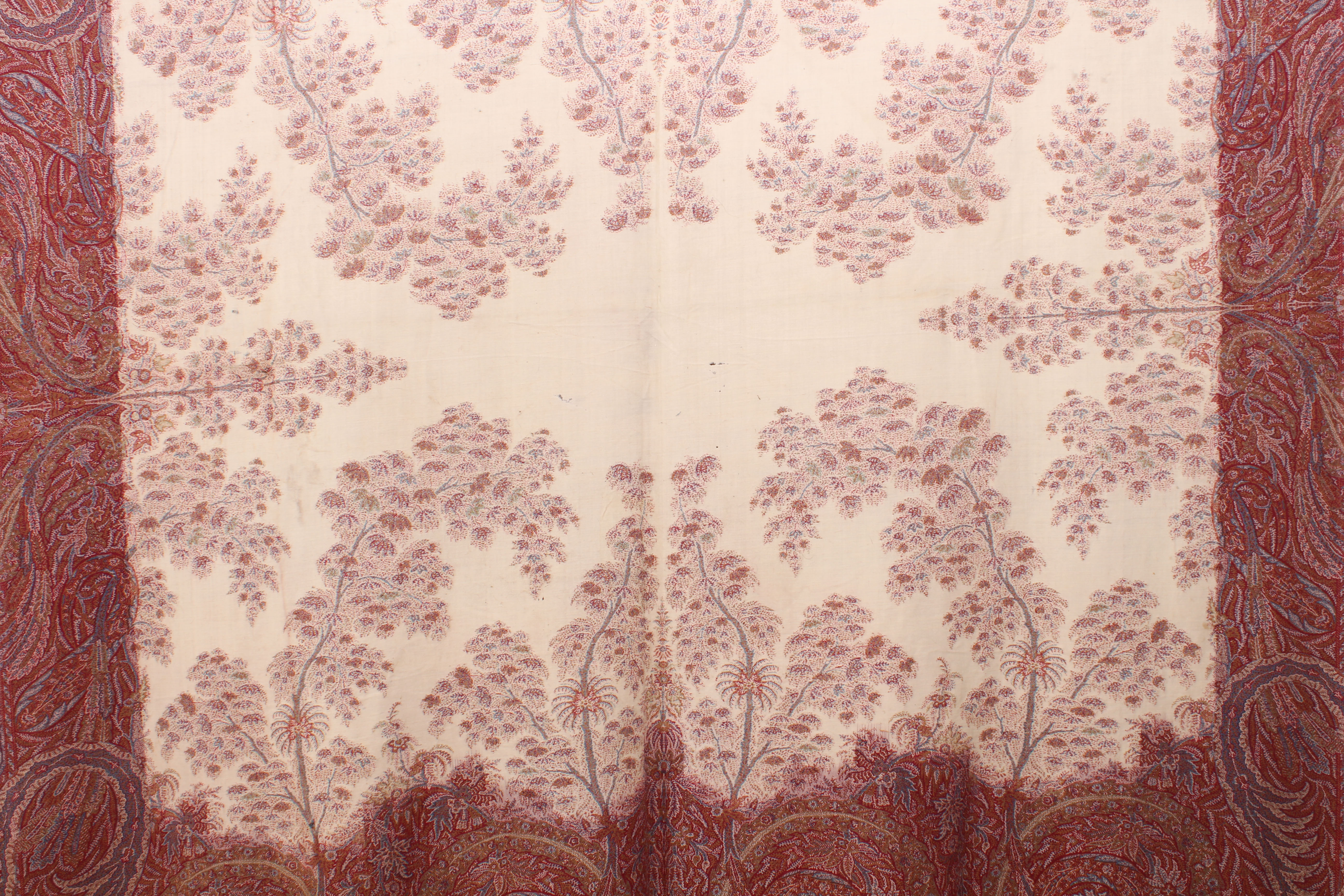 An antique Paisley shawl - probably early 20th century, with central ivory field decorated with - Image 2 of 4