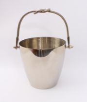 A stainless steel wine cooler - the swing-handle fashioned as twin ropes with central reef knot,