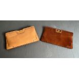 Two vintage Elgee clutch bags, 1960s-70s - one in tan leather, the other in pale tan leather, with