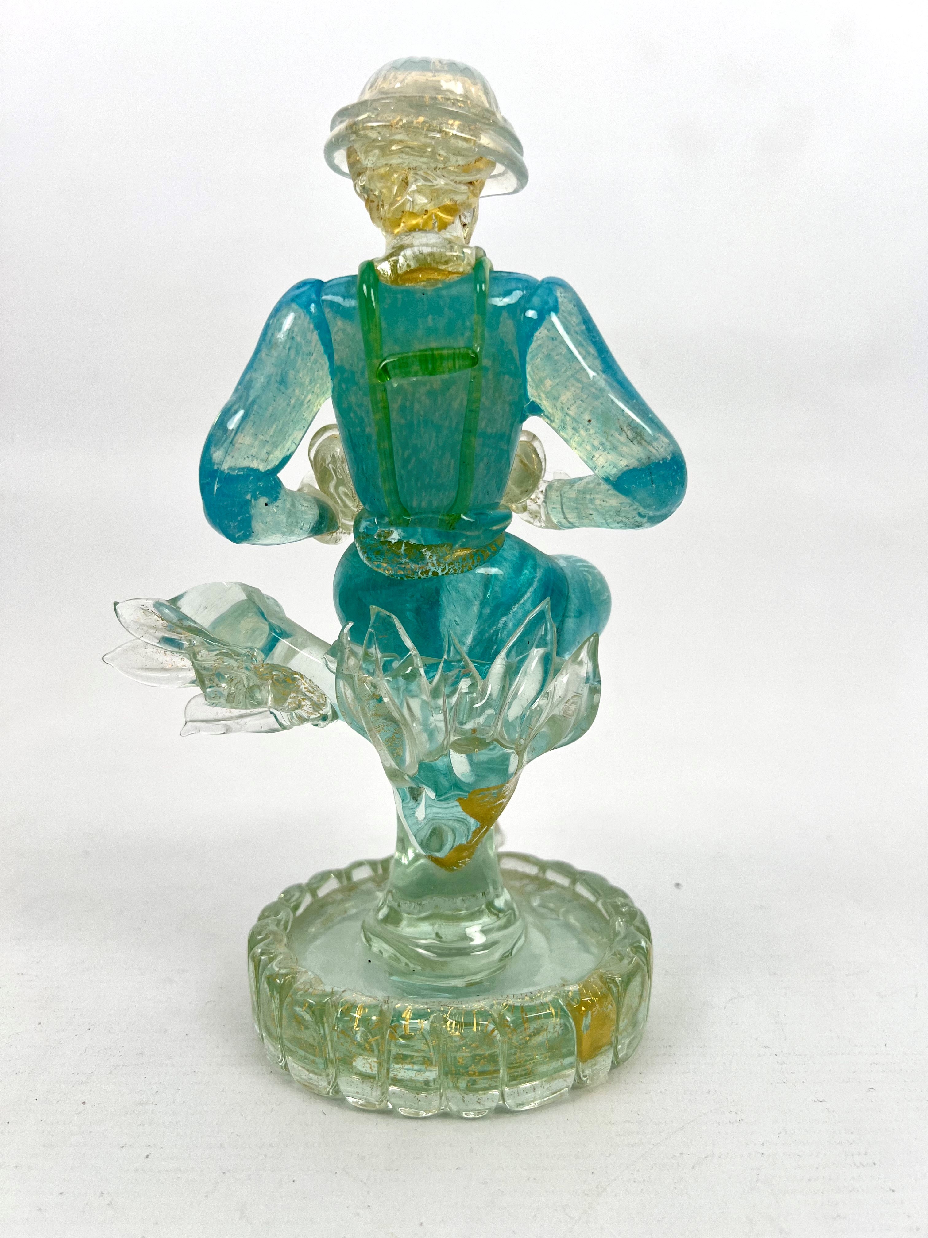 A Murano glass figure of a seated accordion player by Ercole Barovier for Ferro Barovier Toso - in - Image 3 of 4