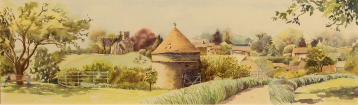 Alison Hoblyn (British, contemporary) Shilton from the Old Manor, Oxfordshire watercolour, signed