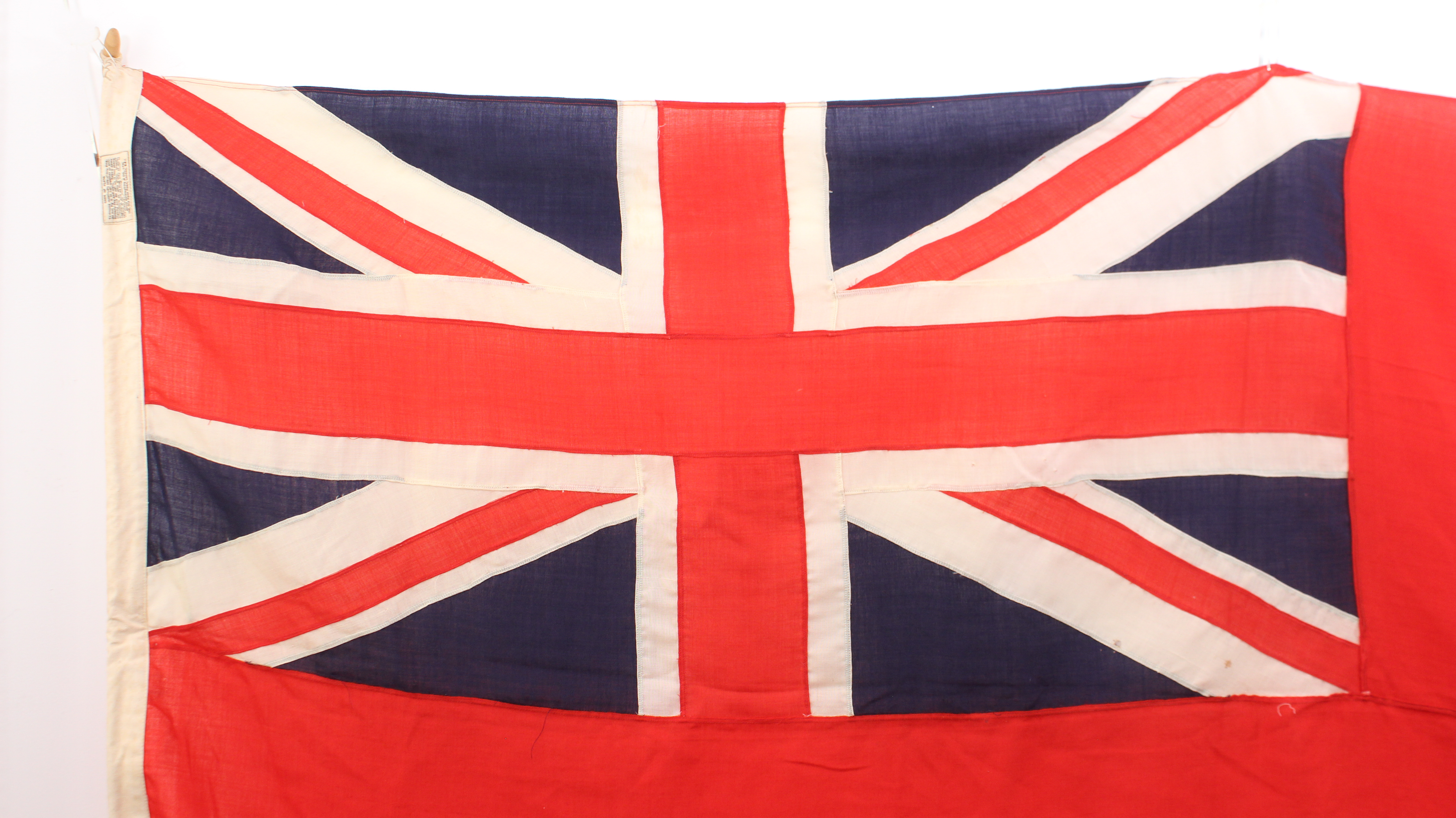 A vintage red ensign flag by John Edgington & Co., 108 Old Kent Road, London - 1930s-50s, 108 x 52 - Image 2 of 2