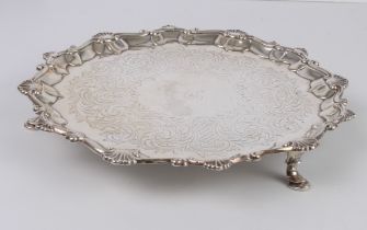 A George III silver salver - maker's mark IC, probably John Carter II, London 1768, with shell and
