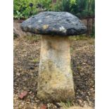 A Cotswold stone staddle stone - the top 51cm diameter, 58cm high.