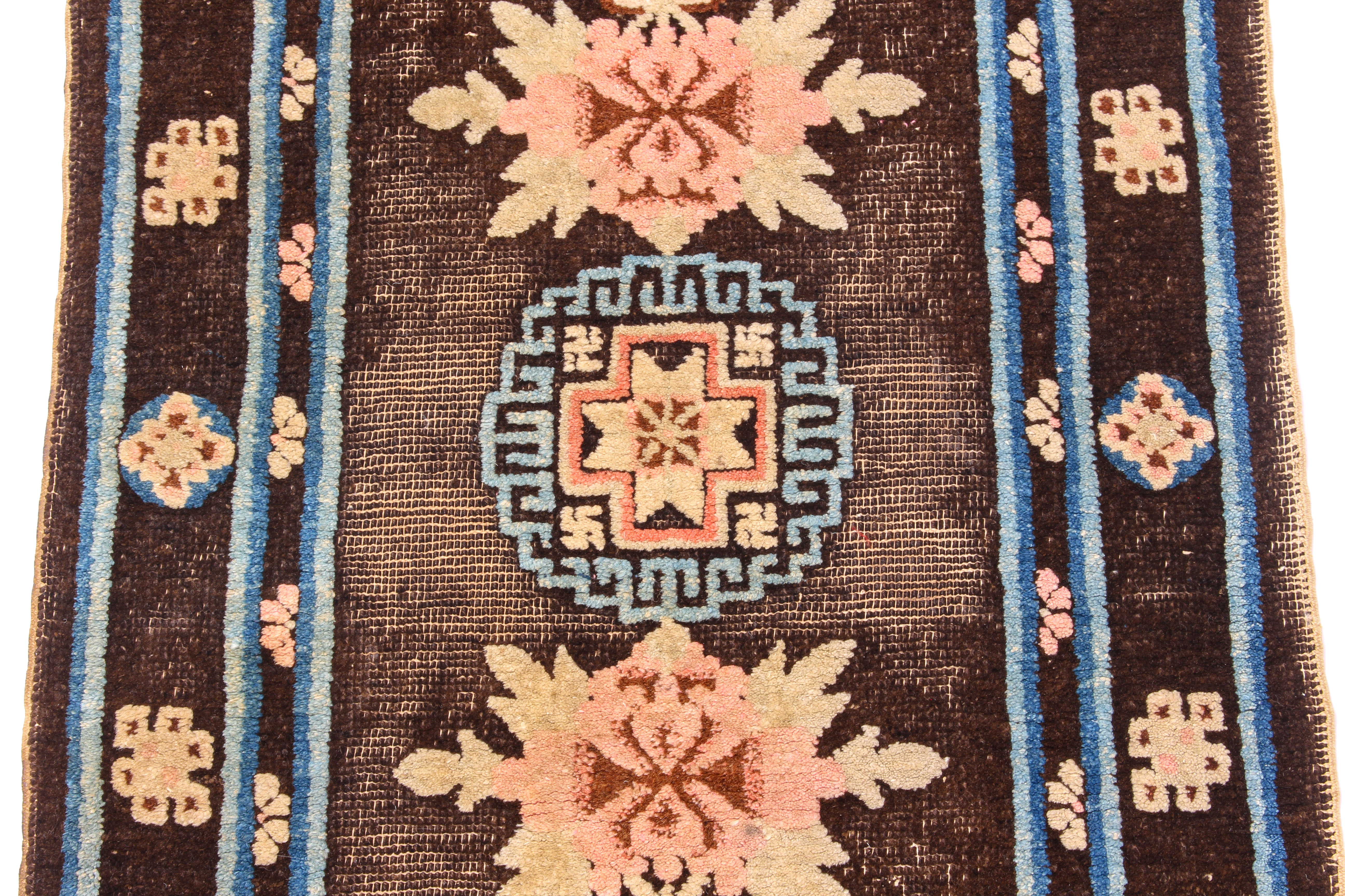 A 1920s-30s Chinese wool rug - decorated with vases and precious objects on a Royal blue ground, - Image 3 of 5