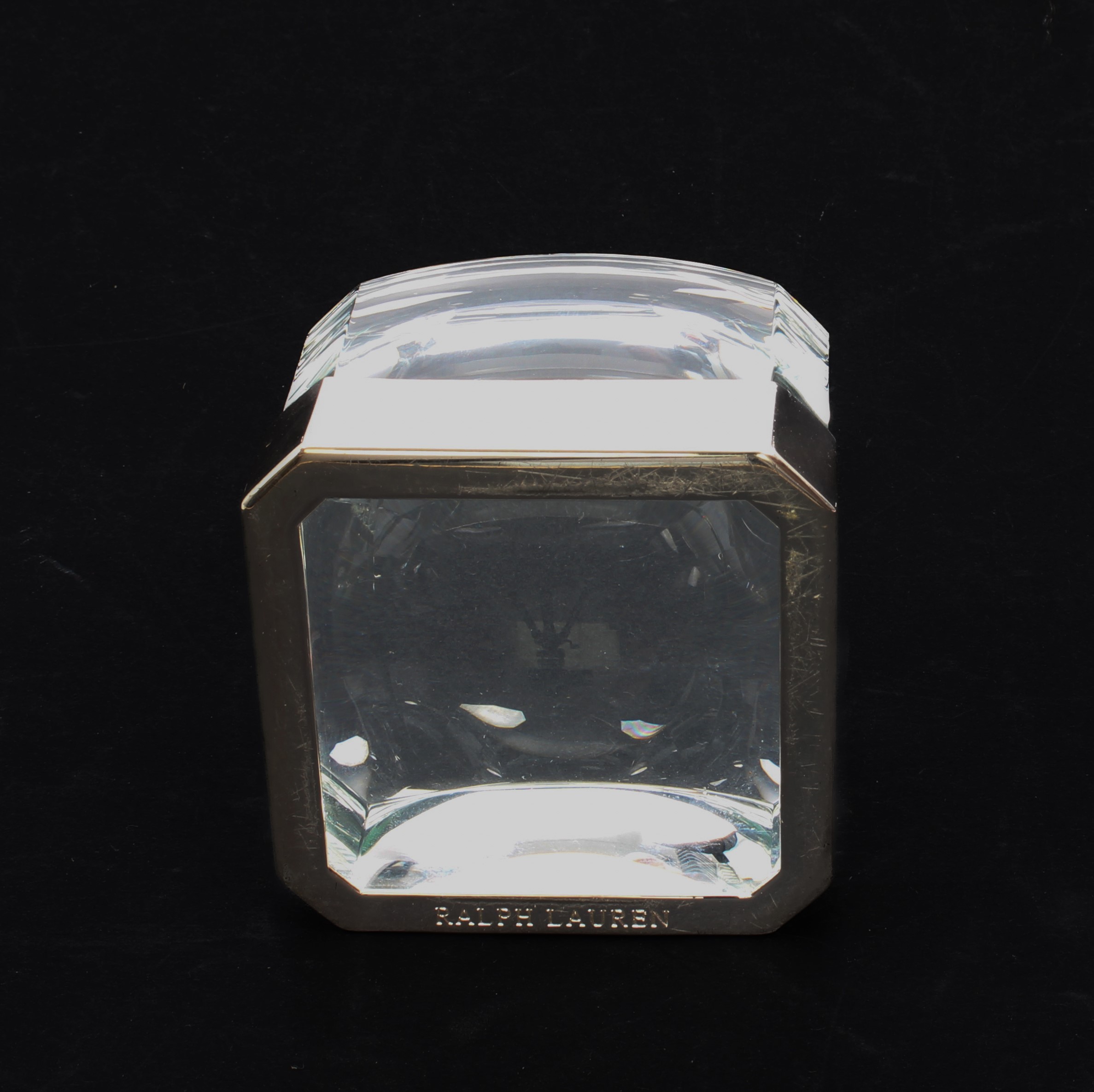 A Ralph Lauren glass and silver plated paperweight - square form with domed top and canted - Image 2 of 2