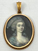 An English School, late 18th century portrait miniature of a lady - oval watercolour on ivory,
