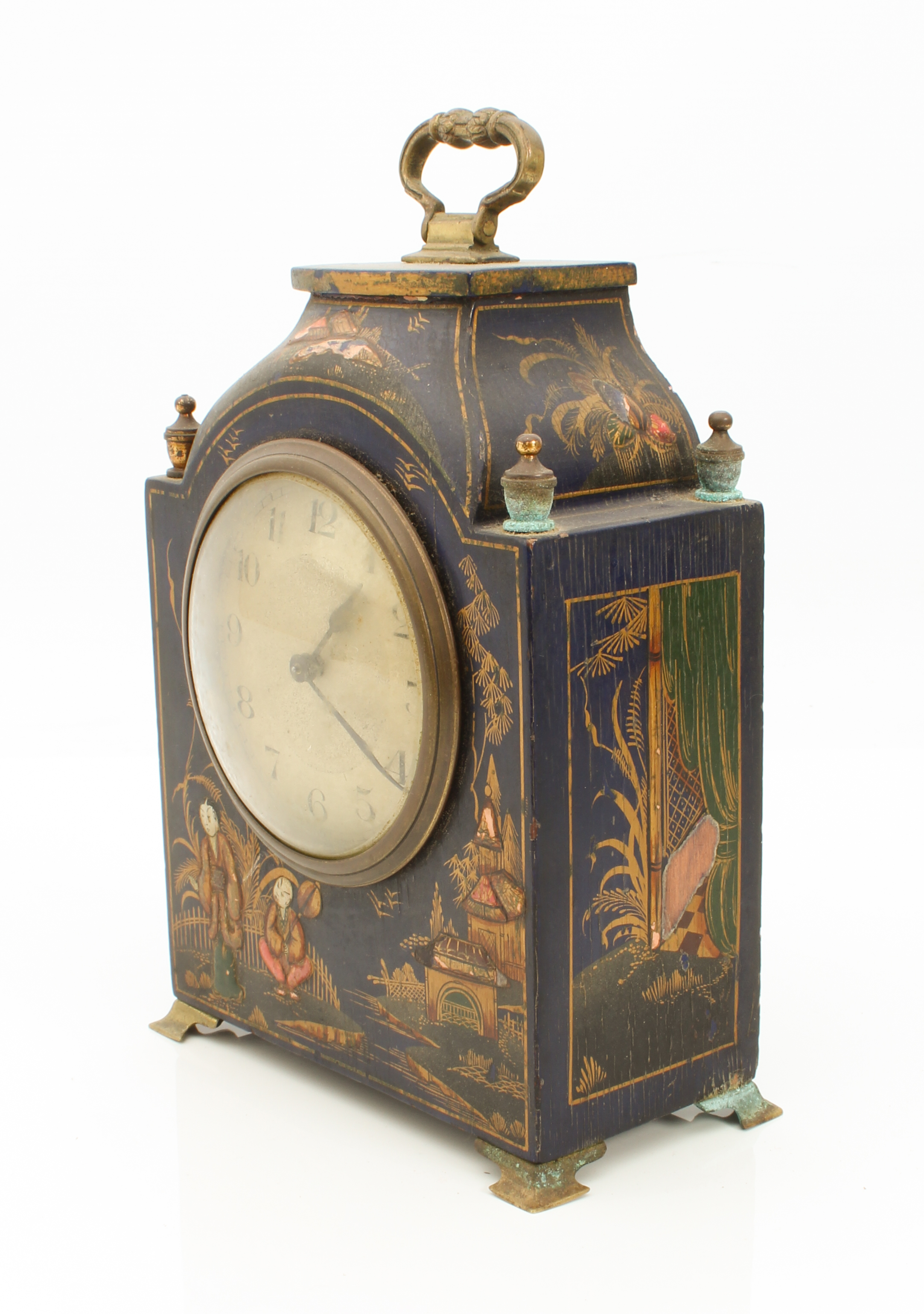 A brass-mounted desk or mantel clock in the Chinoiserie style - late-19th century, silvered 3¼ in - Image 2 of 10