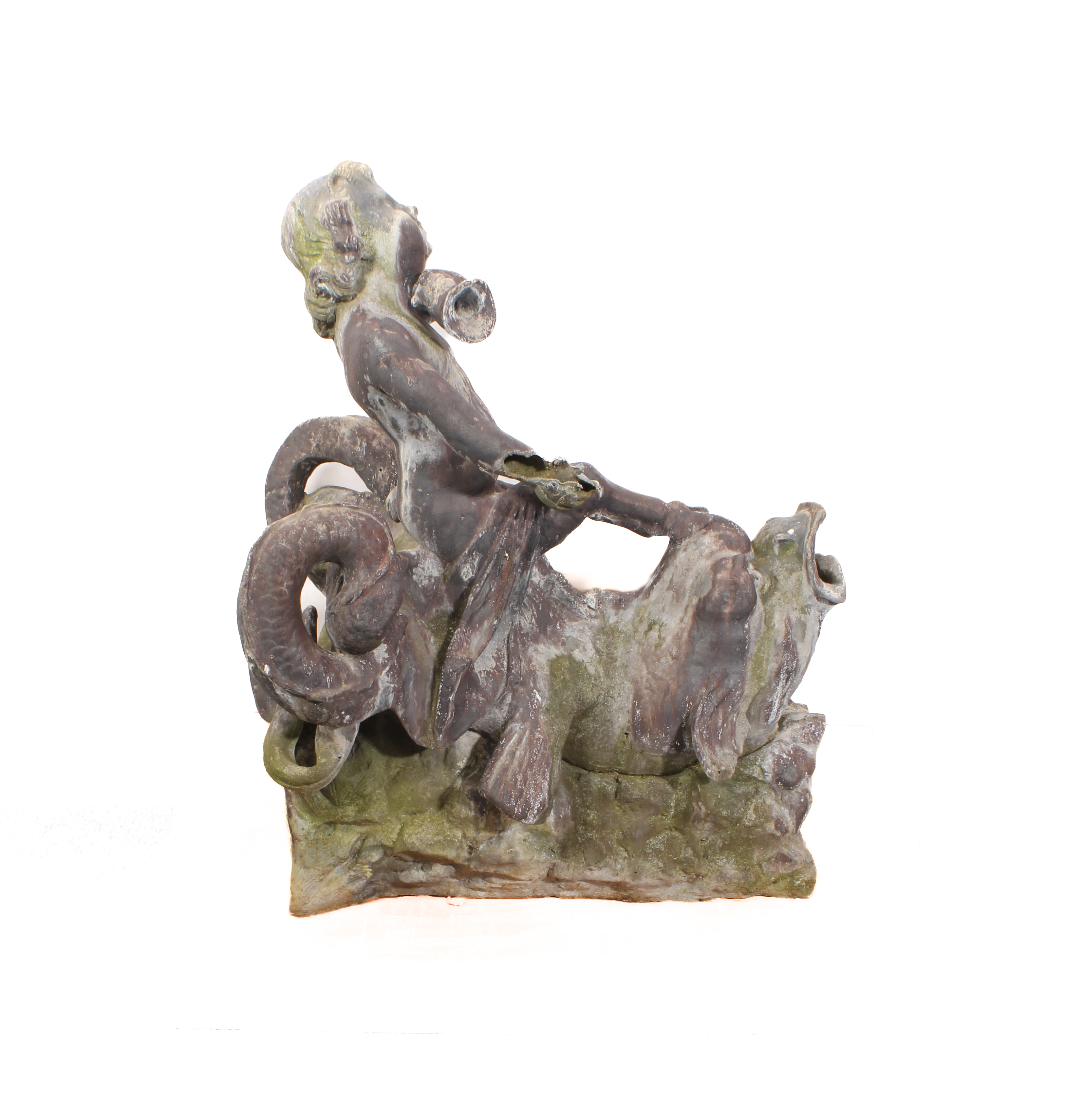 A Georgian lead cherub and dolphin fountain - 77.5 cm high, 66 cm long, 51 cm wide at rear, some - Image 2 of 13