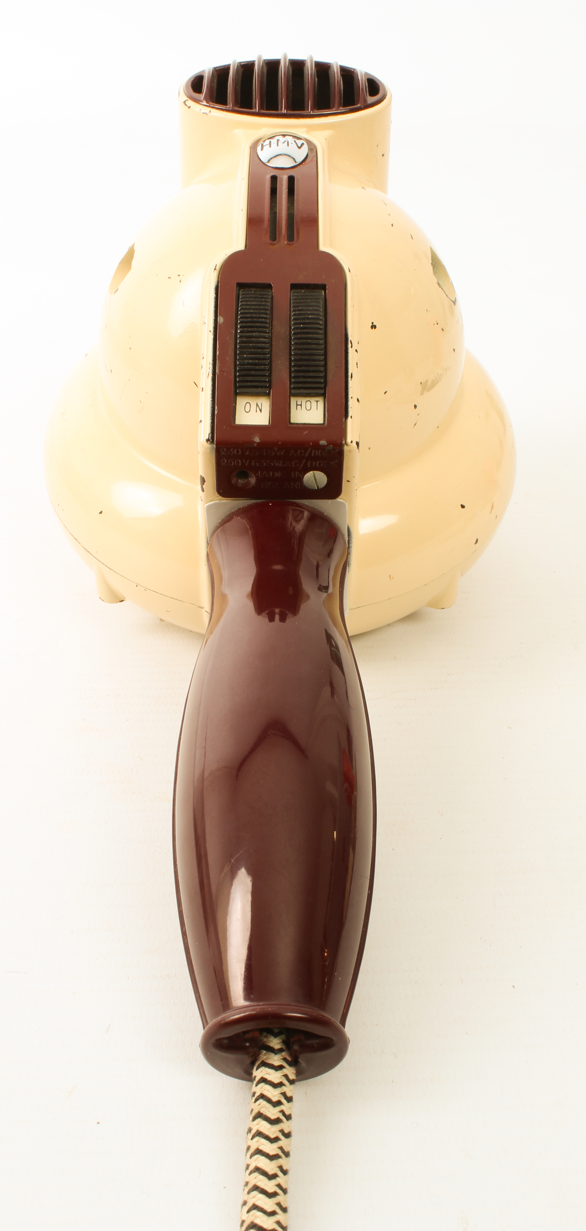 A vintage bakelite hairdryer by the Gramophone Co. Ltd. HMV - model HD1, 1930s-40s, maroon - Image 3 of 3
