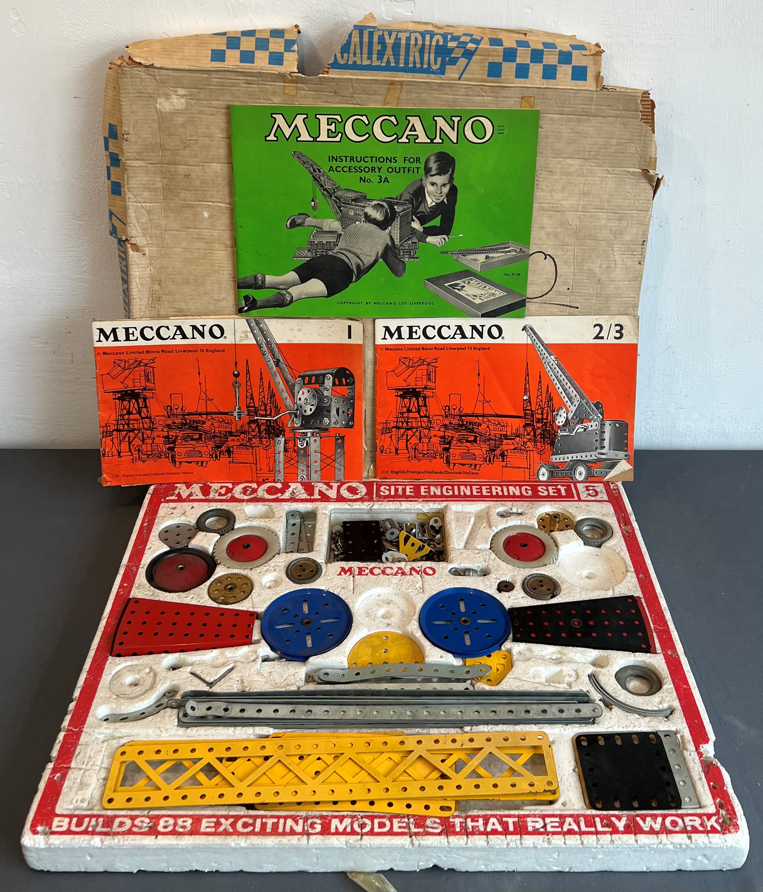 A 1960s Meccano set - Site Engineering Set 5, part-complete, with polystyrene tray, no lid, with