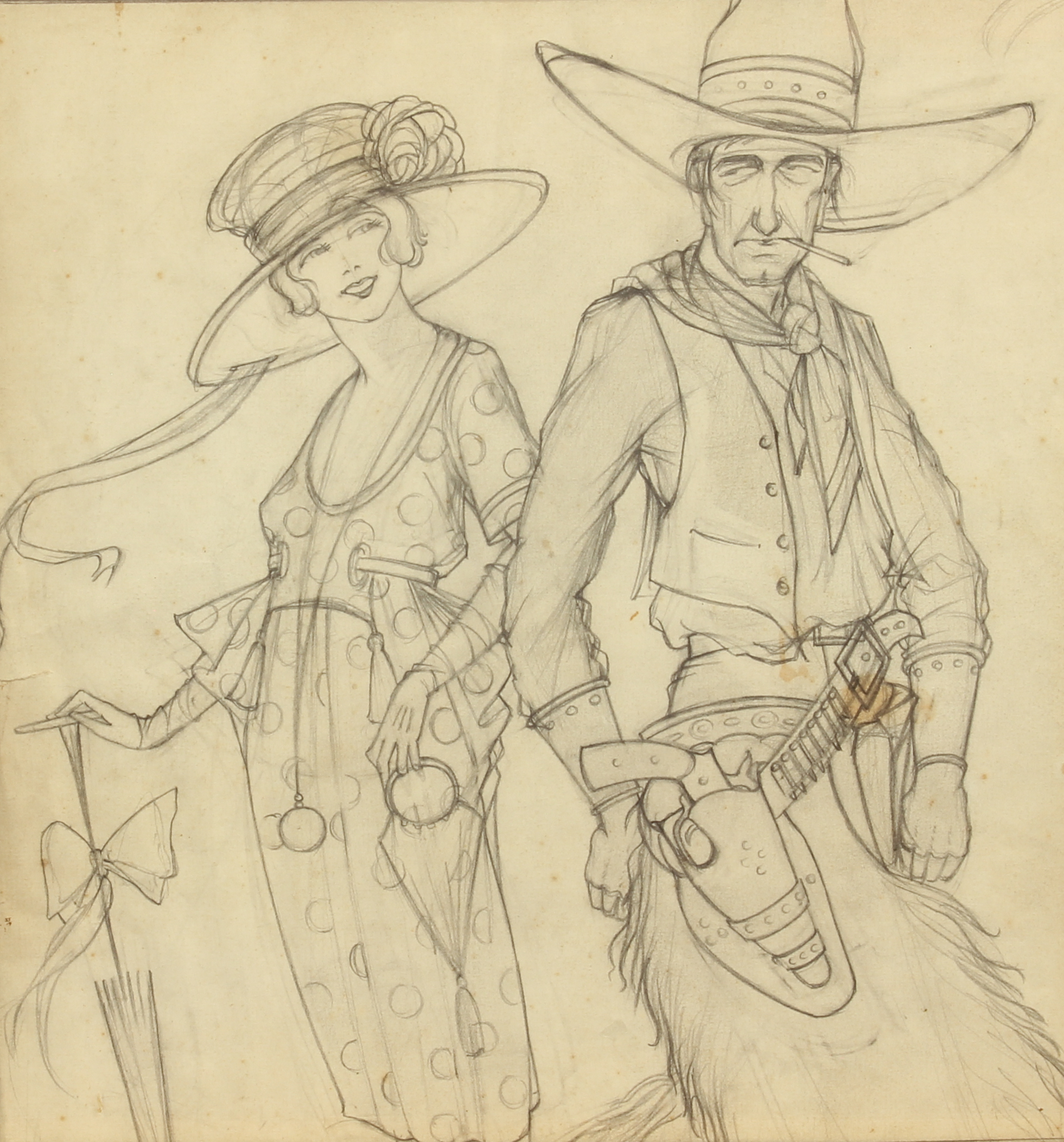 Wallis Arnold Carter (British, early 20th century) Four stylised Art Deco style studies of cowboys - Image 3 of 8