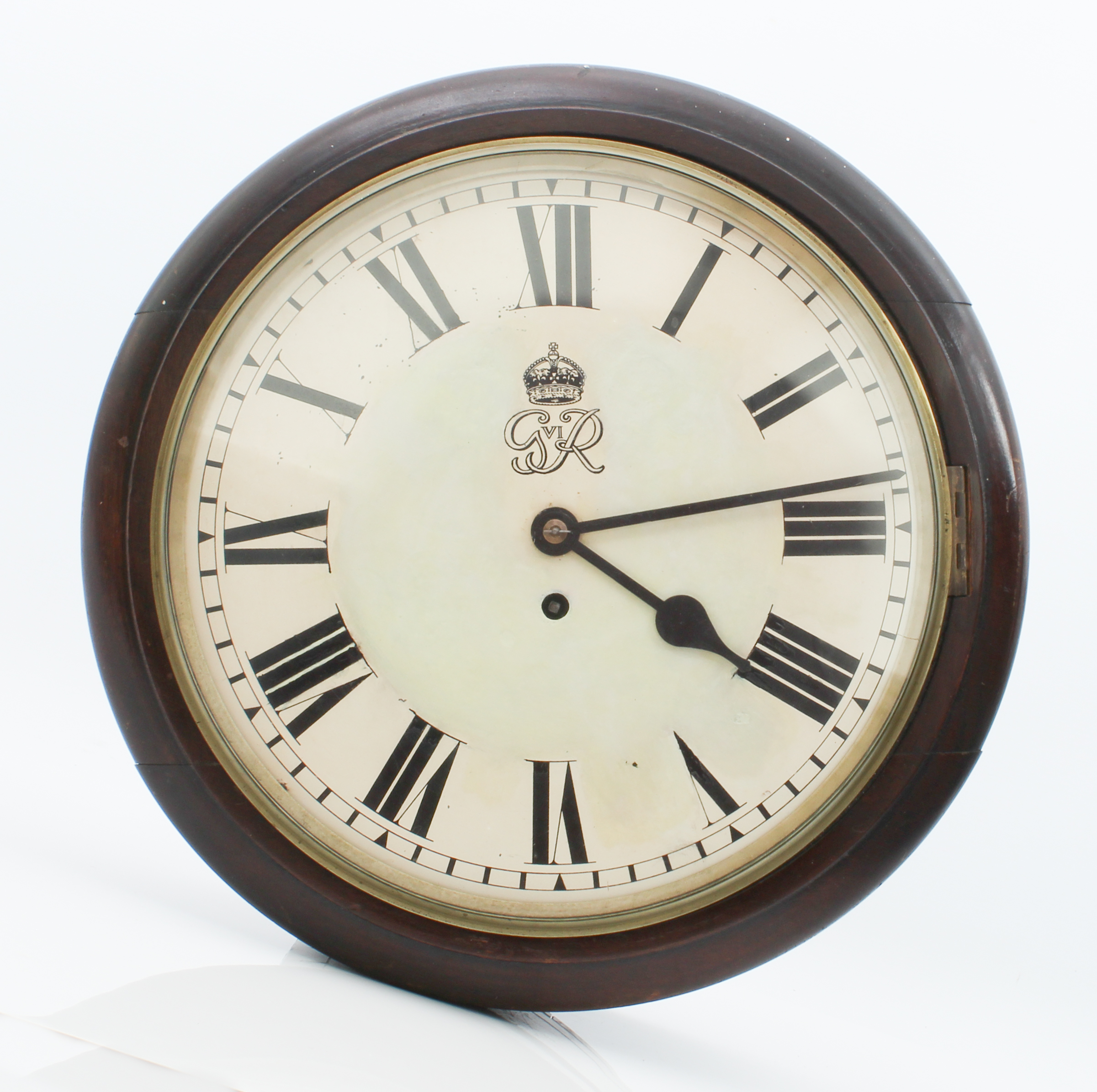 A F.W. Elliott mahogany Post Office wall clock - the single fusee movement with signed back-plate,