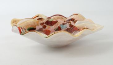 A 1960s Murano glass tutti-frutti dish - with frilled rim, 18.25 x 17 cm. * Condition: Tiny frit