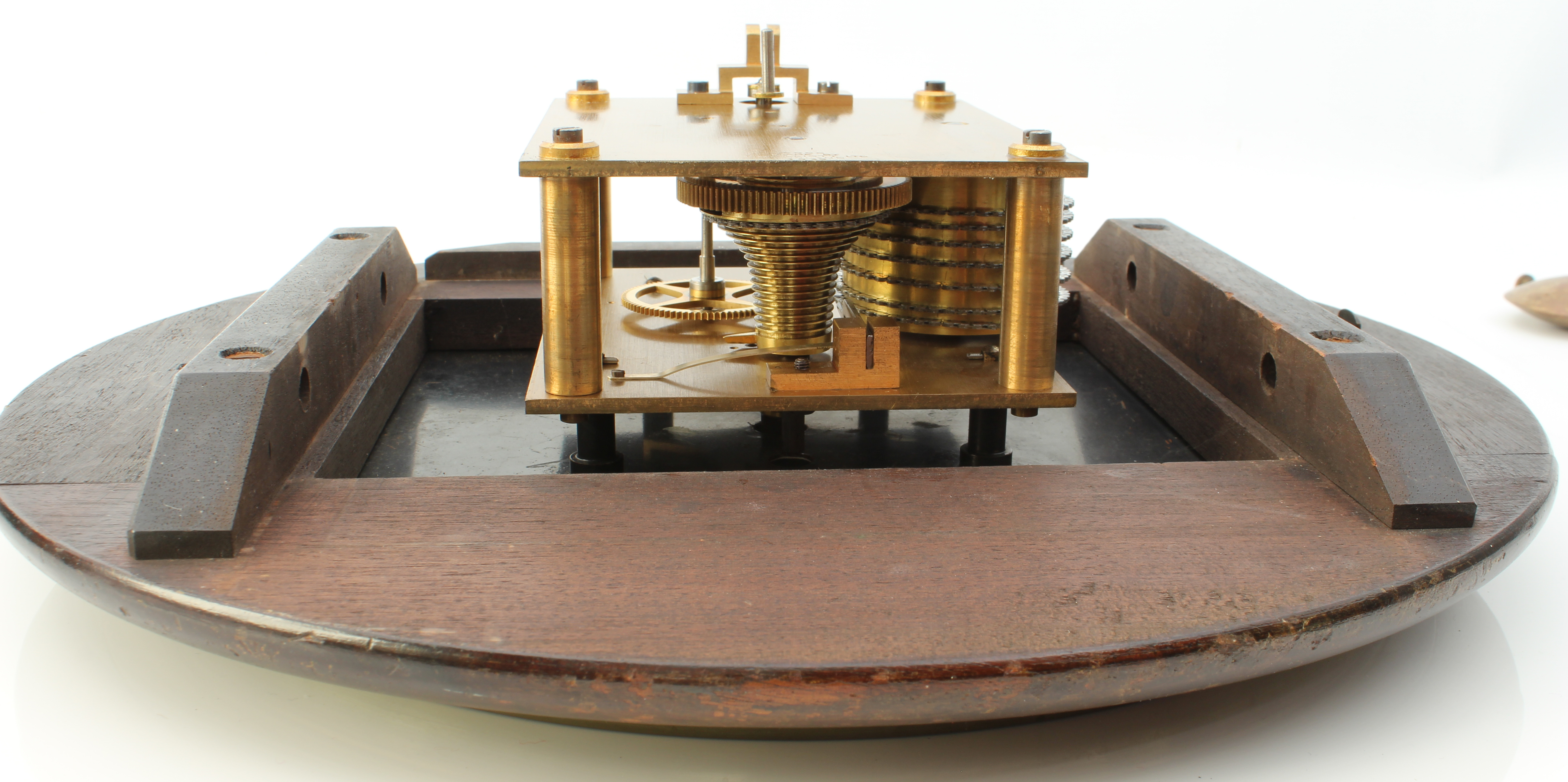 A F.W. Elliott mahogany Post Office wall clock - the single fusee movement with signed back-plate, - Image 4 of 5