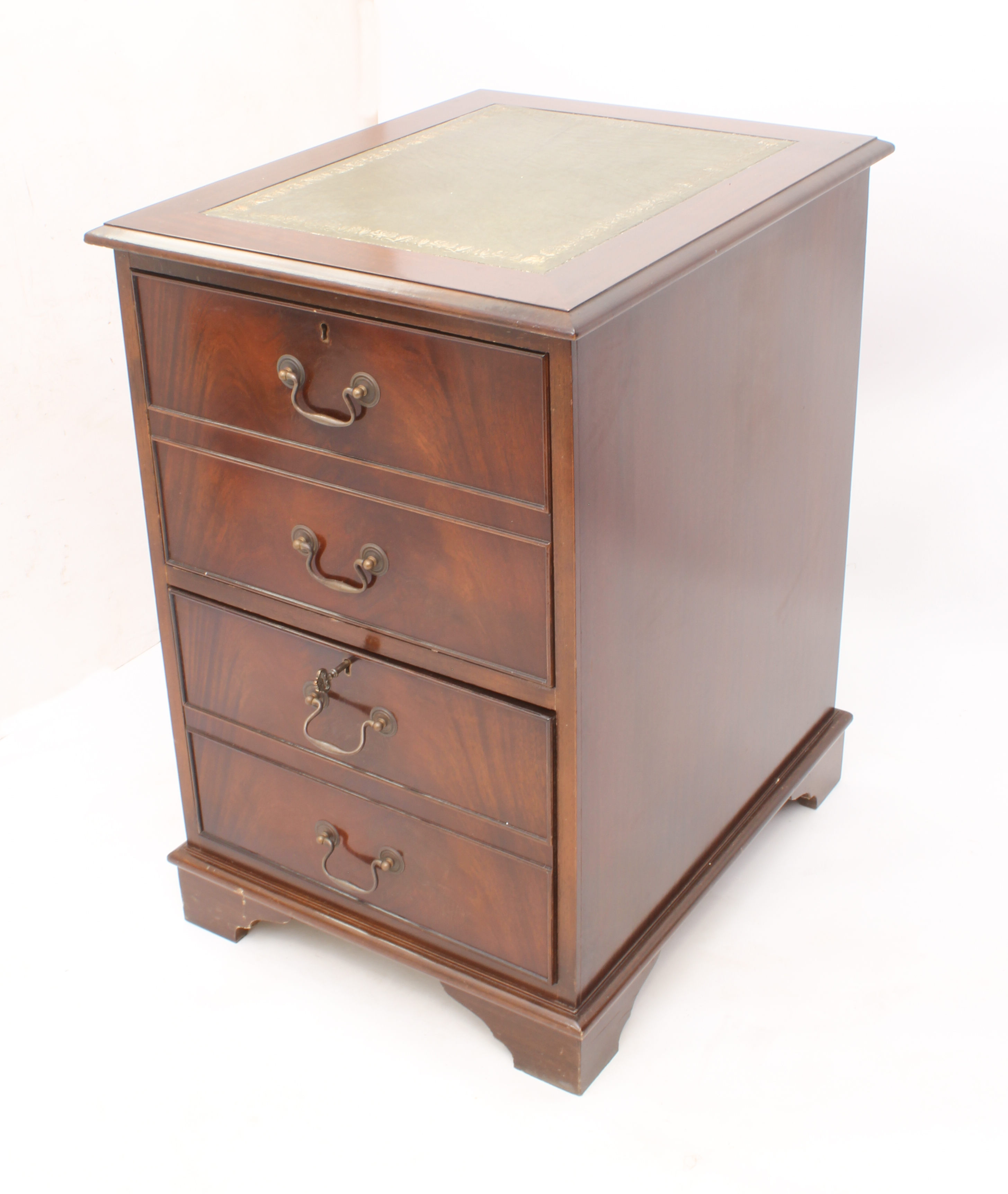 A closely matched pair of reproduction Georgian-style mahogany two-drawer filing cabinets - the - Image 2 of 5