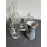 A collection of drinking glasses, decanters and cut glass - including a set of three Edwardian