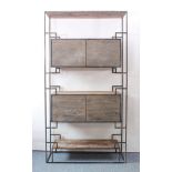 A modernist-style teak and painted steel wall unit - in the 1960s Ladderax style, modern, the