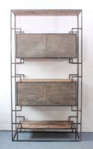 A modernist-style teak and painted steel wall unit - in the 1960s Ladderax style, modern, the