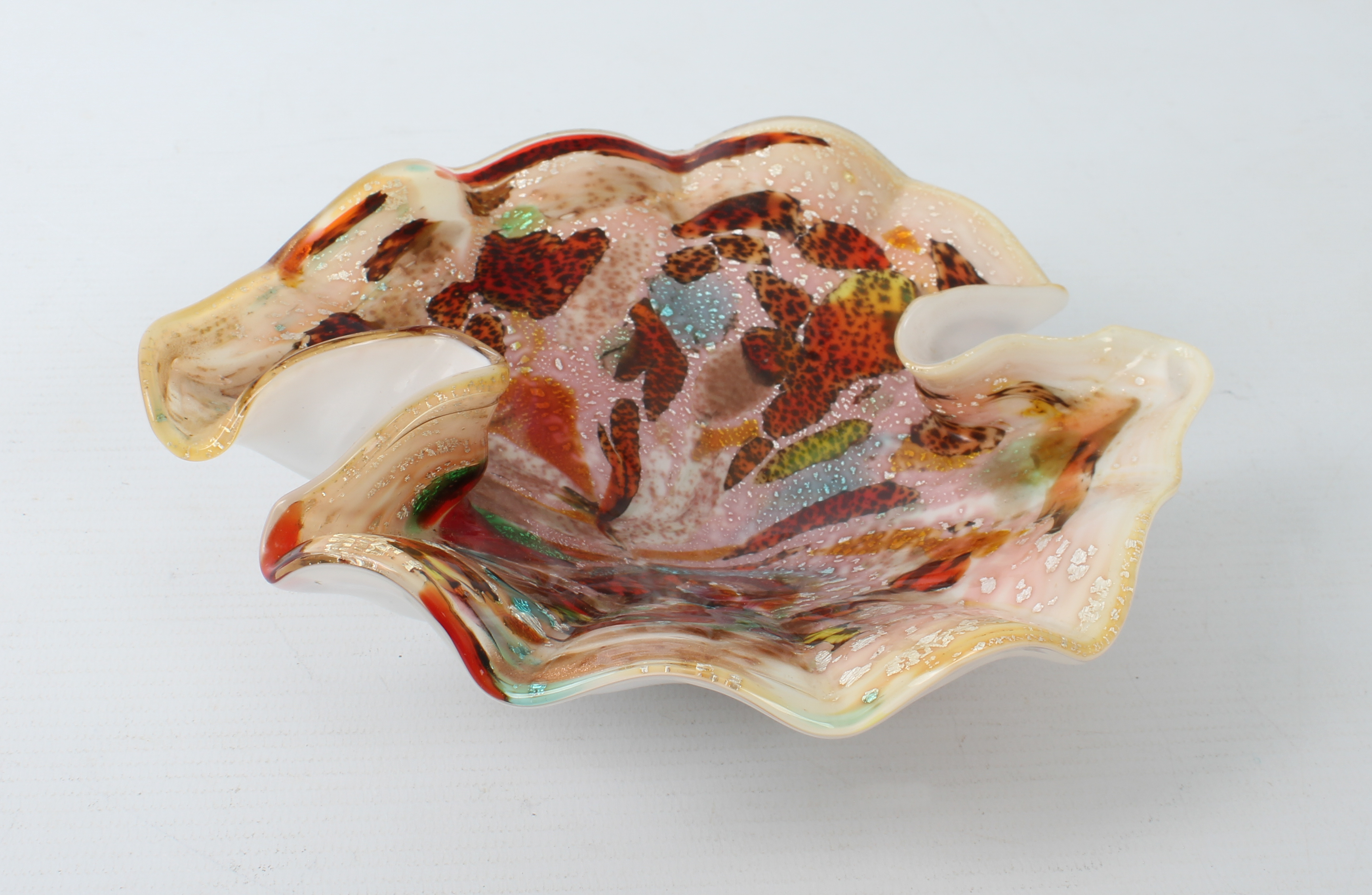 A 1960s Murano glass tutti-frutti dish - with frilled rim, 18.25 x 17 cm. * Condition: Tiny frit - Image 2 of 3
