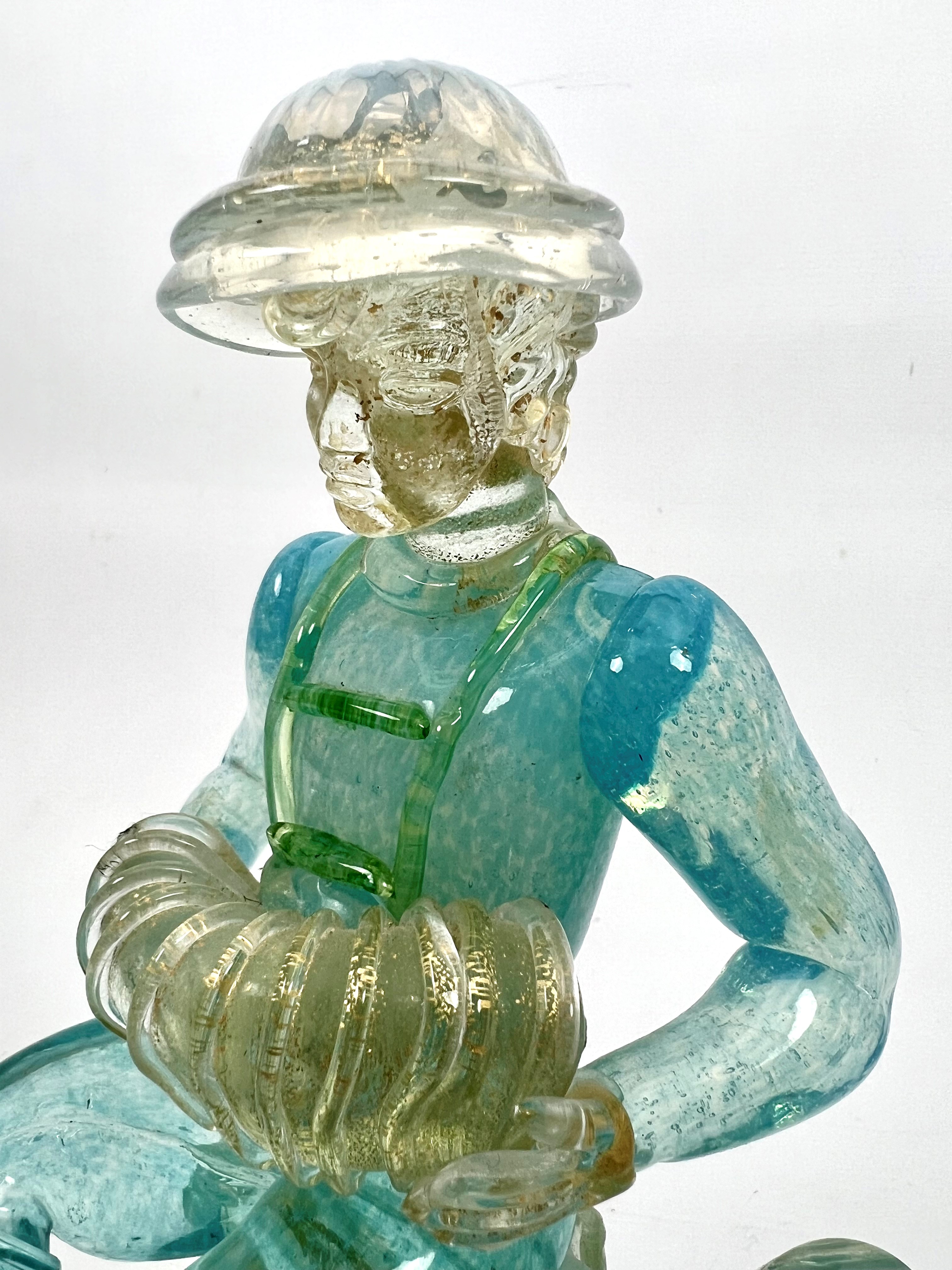 A Murano glass figure of a seated accordion player by Ercole Barovier for Ferro Barovier Toso - in - Image 4 of 4