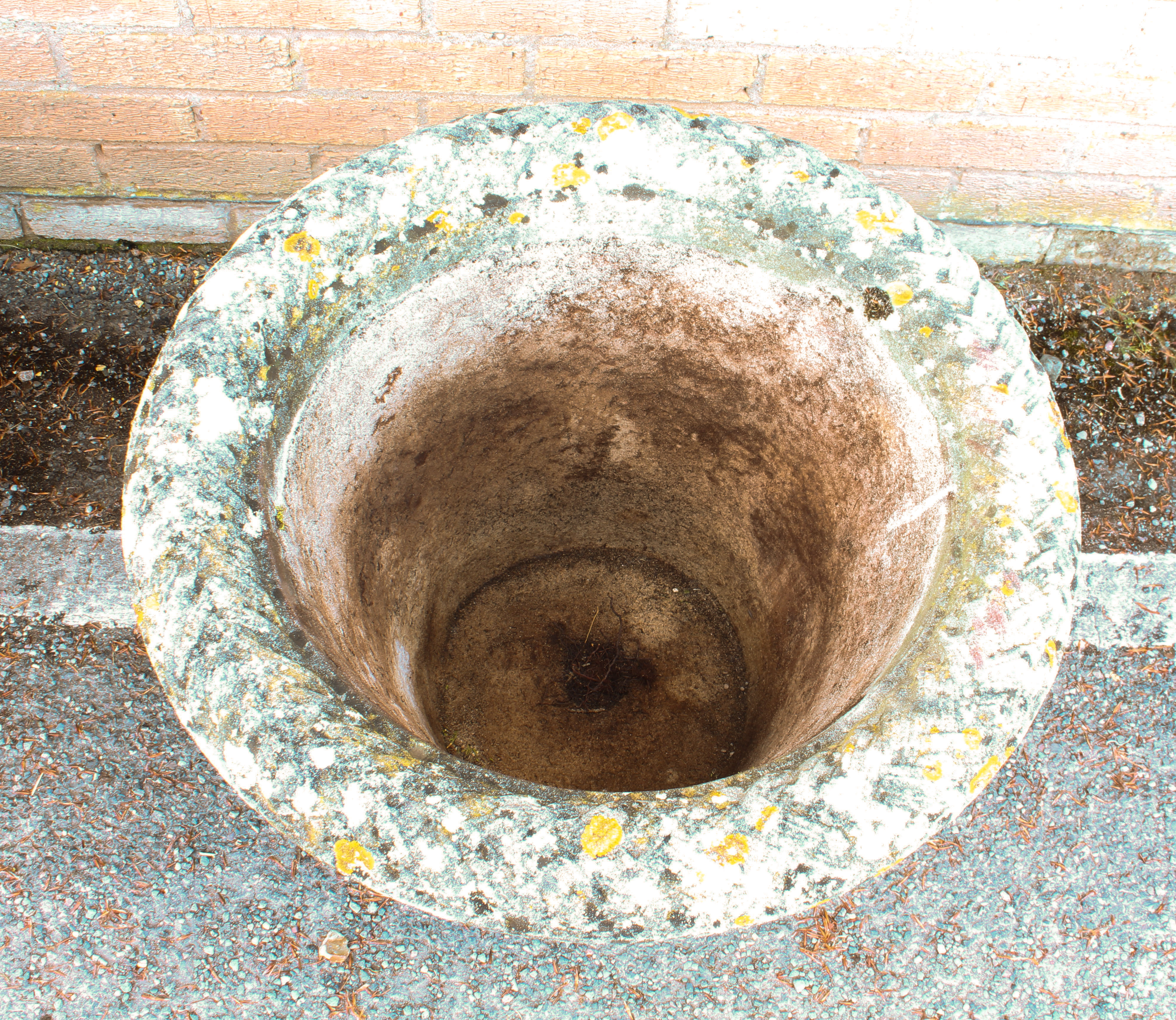 A pair of composite stone garden planters - well weathered, of tapering cylindrical form with - Image 4 of 4