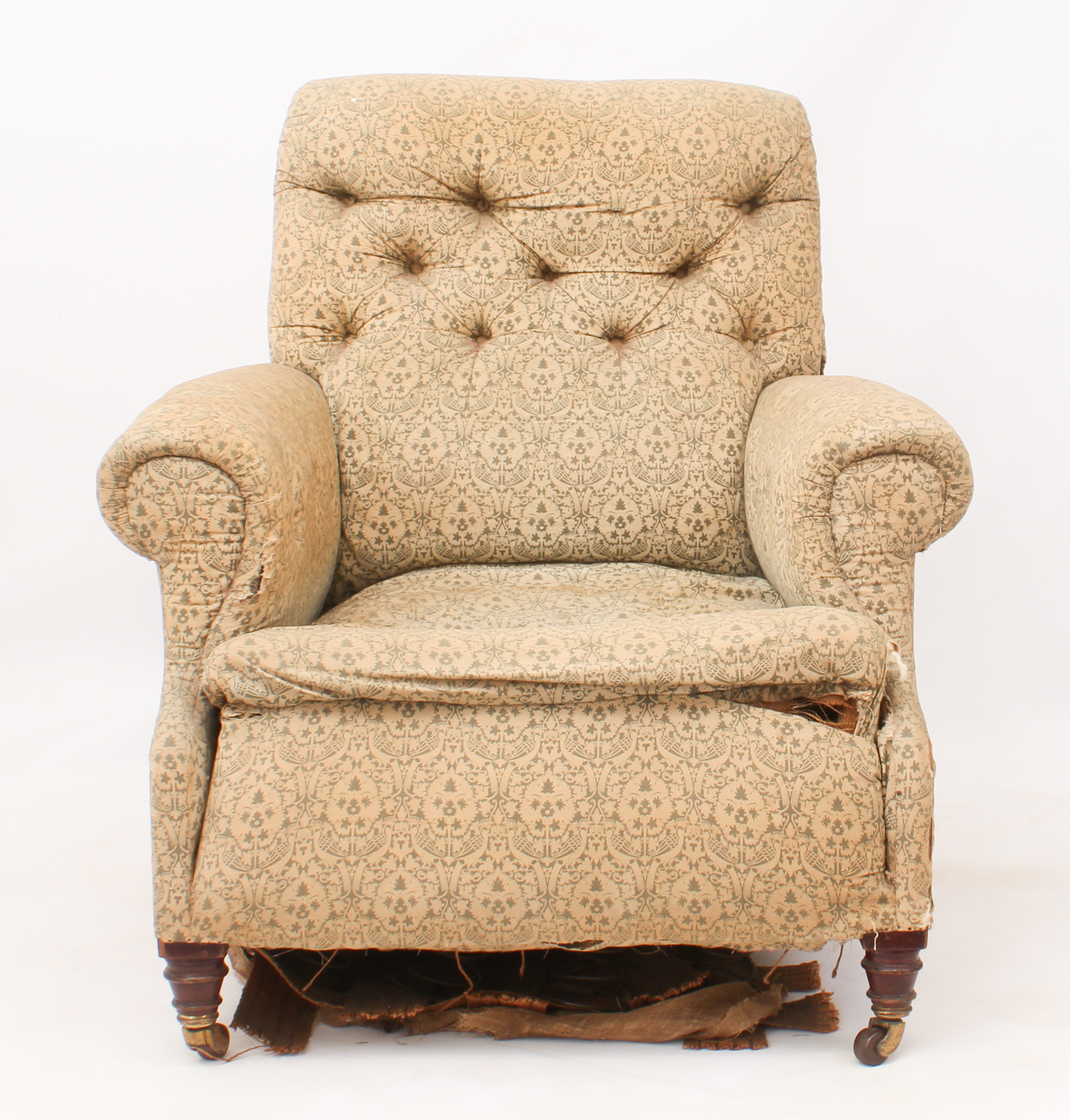 A late 19th / early 20th century Howard-style armchair by Hampton & Sons of London - in the original - Image 2 of 10