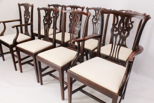 A set of eight Chippendale-style mahogany dining chairs, 1920s – including a pair of carvers, the - Image 2 of 9