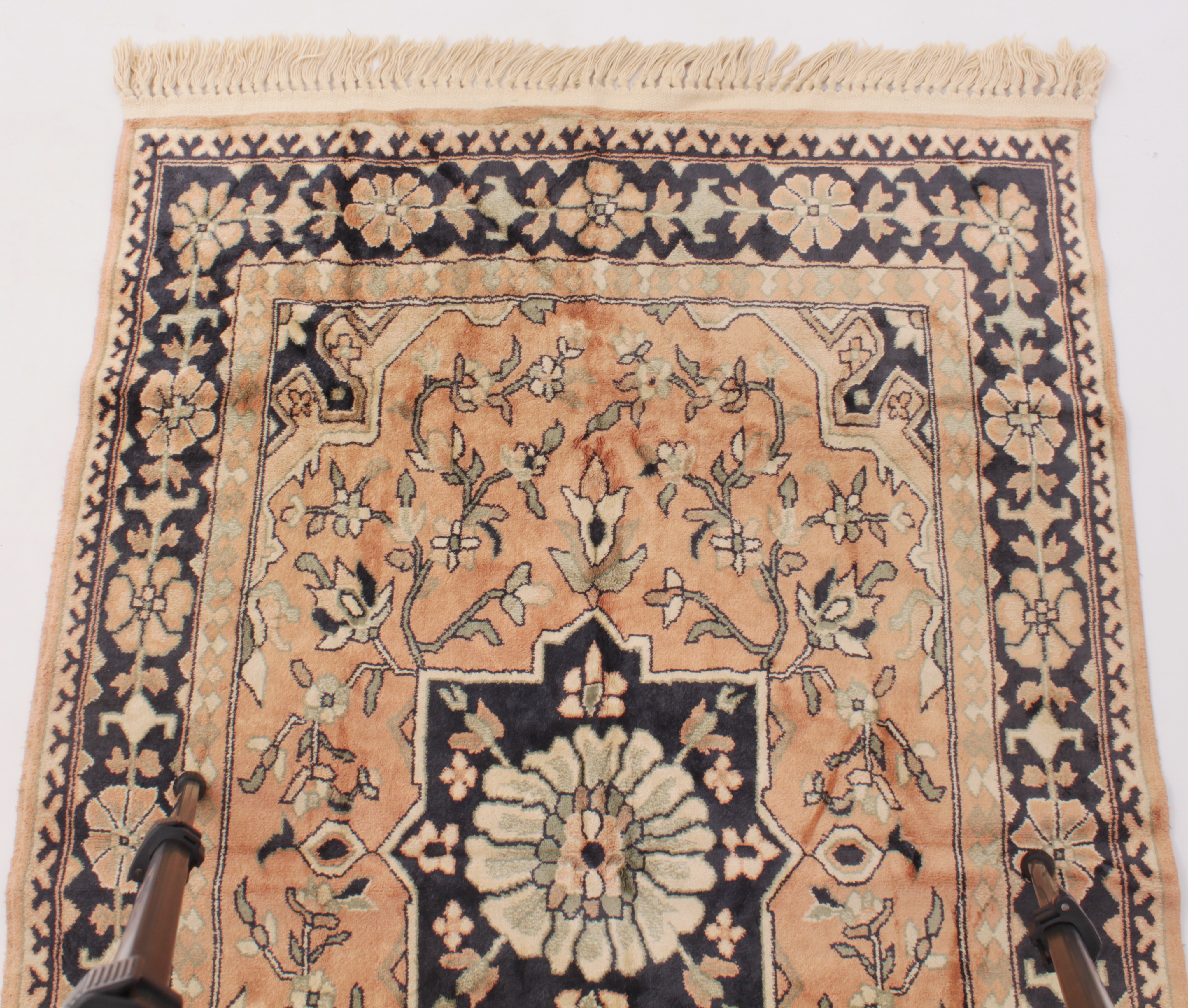 A mercerized cotton Turkish-style rug - 60 x  36 in. - Image 2 of 4