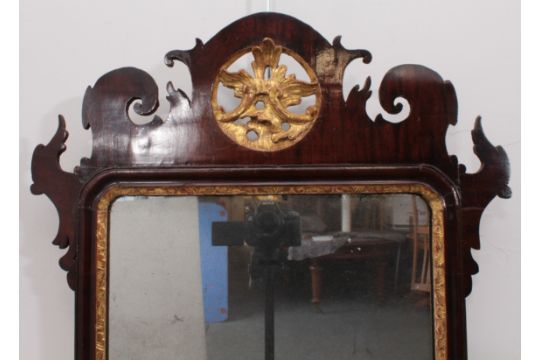 A large George II style mahogany and parcel gilt fretwork mirror - 19th century, with pierced - Image 3 of 3