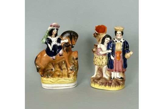 Eight 19th century Staffordshire flatback figures - the largest 31.75cm high, some faults. - Image 8 of 9