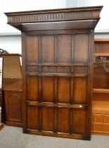 EARLY 20TH CENTURY CARVED OAK HEADBOARD,