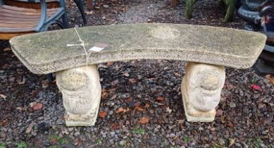 RECONSTITUTED STONE GARDEN BENCH WITH GRIFFIN SUPPORTS - 145 CM WIDE