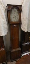 19TH CENTURY OAK LONG CASE CLOCK WITH PAINTED DIAL Condition Report: Works are sold