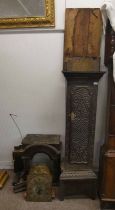 19TH CENTURY OAK LONG CASED CLOCK WITH DECORATIVE CARVING & BRASS DIAL MARKED C EIFLON,