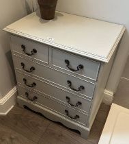 PAINTED 20TH CENTURY MAHOGANY CHEST OF 2 SHORT OVER 3 LONG DRAWERS.