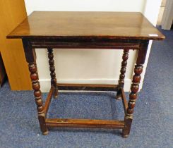 19TH CENTURY OAK LAMP TABLE ON TURNED SUPPORTS,