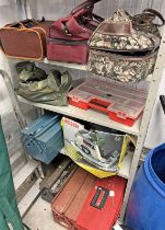 TOOLBOXES WITH CONTENTS OF VARIOUS TOOLS, BOSCH CIRCULAR SAW IN BOX, BOWLS IN BAGS,