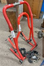 FRONT AND REAR MOTORCYCLE PADDOCK STANDS WITH CHAIN AND LOCK