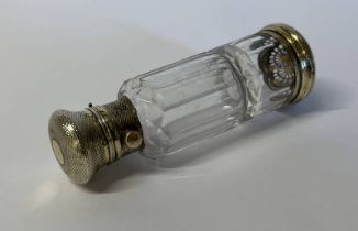VICTORIAN SILVER-GILT & FACETED GLASS SCENT BOTTLE & VINAIGRETTE WITH ENGINE TURNED DECORATION,