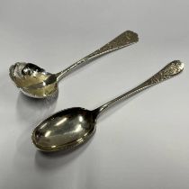 VICTORIAN SILVER SIFTER LADLE WITH ENGRAVED DECORATION BY CHARLES EDWARDS,