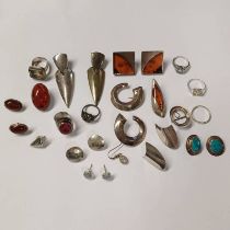 VARIOUS 925 SILVER EARRINGS, RINGS, ETC.