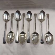 MATCHED SET OF 8 VICTORIAN SILVER TABLESPOONS,