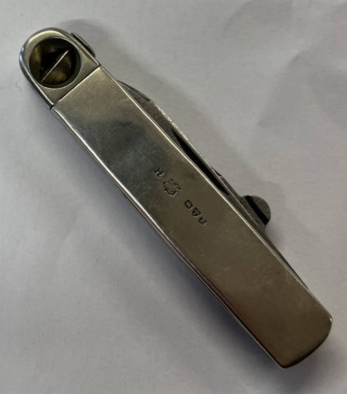 SILVER MULTI-BLADE FOLDING KNIFE WITH CIGAR CUTTER BY DEAKIN & SONS, - Image 2 of 4