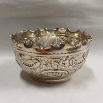 SILVER FOLIATE EMBOSSED SUGAR BOWL,