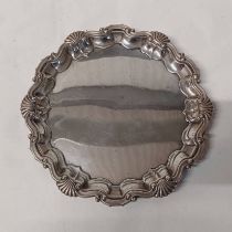 VICTORIAN SILVER CARD TRAY ON 3 BALL & CLAW SUPPORTS BY MARTIN HALL & CO,