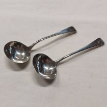 PAIR OF GEORGE III SILVER SAUCE LADLE,