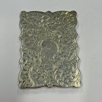 VICTORIAN SILVER CARD CASE WITH FOLIATE SCROLL DECORATION BY HILLIARD & THOMASON BIRMINGHAM 1855 -