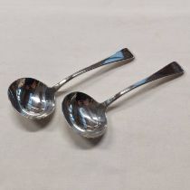 PAIR OF WILLIAM IV SILVER SAUCE LADLES BY WILLIAM THEOBALDS,