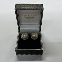PAIR OF 14K GOLD MABE STYLE PEARL EARCLIPS - FOR PIERCED EARS ONLY